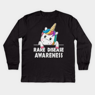 Unicorn Lovers Rare Disease Awareness Funny Kids Long Sleeve T-Shirt